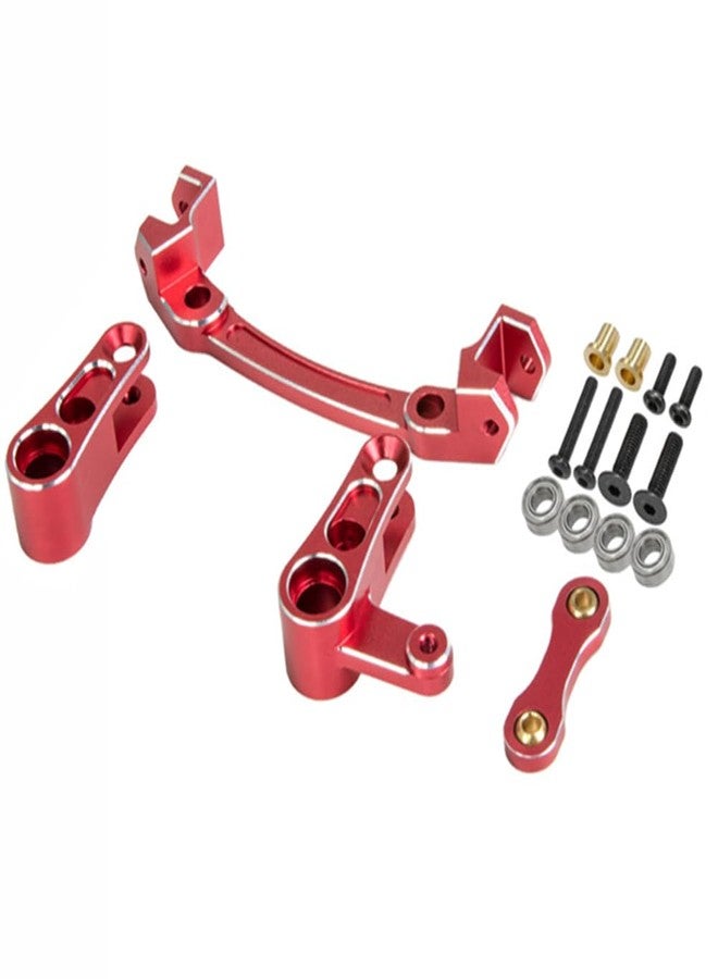 UURCSKY مجموعة توجيه من الألومنيوم، ذراع توجيه لسيارة Arrma 1/8 Mojave 4S 4X4 BLX RC، قطع غيار للترقية، بديل للرقم ARA340200 (أحمر) - Image 3